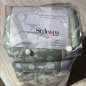 Style & Co. Reversible Euro Pillowshams - Green
